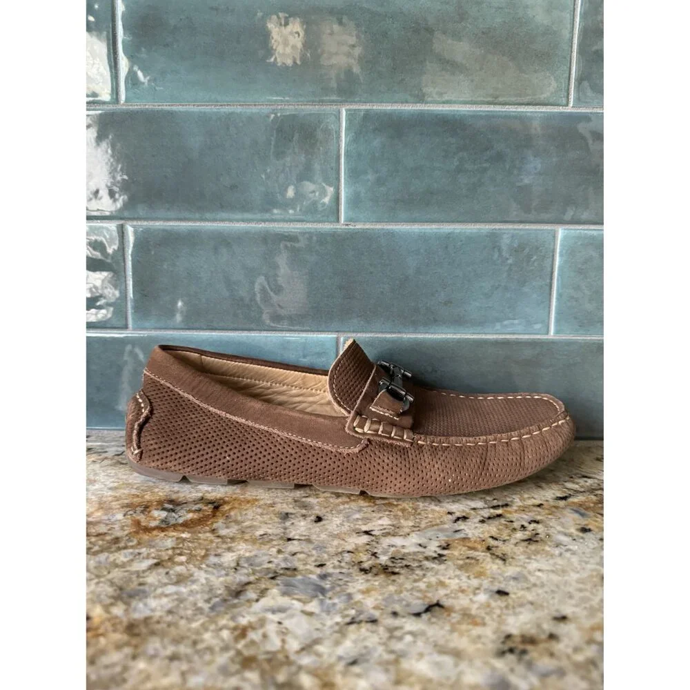 1901‎ Mens Brown Suede Driving Loafers Size 7.5M Comfort Horsebit Preppy Slip On
